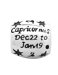 De Buman 925 Silver Zodiac Capricornus Charm Bead-fits Pandora, Troll & Chamilia European Charm Bracelets