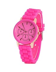 HACBIWA Women Girls Ladies Silicone Rose Red Color Jelly Wrist Watch