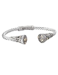 925 Silver Twisted Branch Cuff Bracelet with 18k Gold Accents