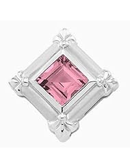 14K White Gold Princess Cut Pink Tourmaline Pendant -- LIFETIME WARRANTY