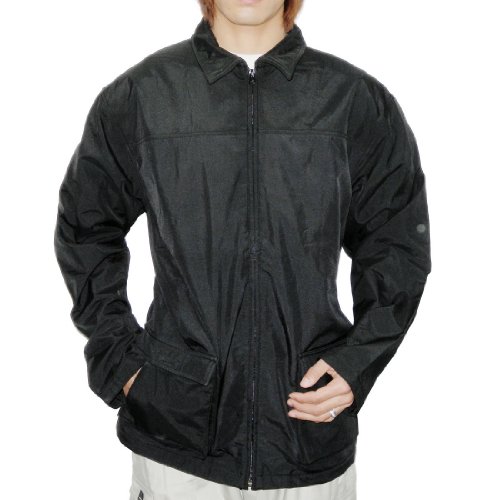 Mens Black Zip-Up Fleece Lined Wind Breaker Jacket – XX-Large