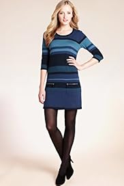 Autograph Striped Knitted Tunic Dress with Cashmere