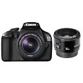 Canon EOS 1100D SLR-Digitalkamera (12 Megapixel, 6,9 cm (2,7 Zoll) Display, HD-Ready, Live-View) Kit II inkl. EF-S 18-55mm 1:3,5-5,6 IS II und EF 50mm 1:1,8 schwarz