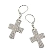 Silvertone Hammered Cross Charm Dangle Earrings Fashion Jewelry