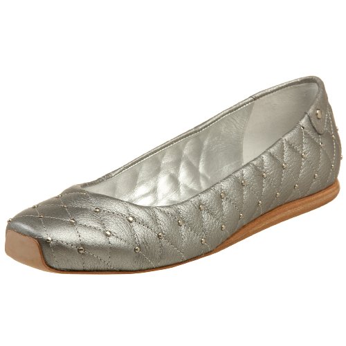 Delman Women’s Cruise Ballet Flat, Silver, 6.5 M