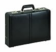 SOLO Classic Collection Expandable Leather Laptop Attache, Check-Fast Airport Security-Friendly Case Holds Laptop up to 16 Inches, Black, 471-4