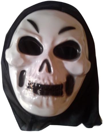 Halloween Mask Round Scary Facein White and Black Plastic Face