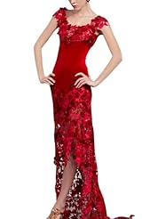 Sexy A-line Backless Lace Sleeveless Cocktail Floor Length Evening Dress/Homecoming Dress/Pageant Dress/Prom Dress/Party Dress/Wedding Dress 