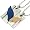 Wing of Love Stainless Steel Couples Blue and Gold Cubic Zirconia Angel Wings Pendant Necklace Set 16