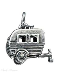 Sterling Silver 3D Camping RV Trailer Vacation Travel Tour Charm