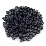 100 Pcs Black 5mm Silicone Lined Micro-ring Links Beads Linkies for I Stick Hair Extension Installation and Feathers