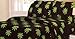 Golden Crown Marijuana Leaf Weed Microfiber Sheet Set (Black, King)