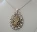 Golden victorian Cameo Lady Pendant Necklace Sparkling Silver Casting Frame w/ CZ Surrounded Necklace (BRAND NEW)