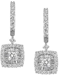 18k White Gold 1.51 Ctw Square Diamond Earrings