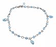 Anklet - A57 - Sized to Fit - Swarovski (tm) Crystal Beads ~ Lt Sapphire (Light Blue) with Fire Polished Bead Drops