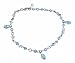Anklet - A57 - Sized to Fit - Swarovski (tm) Crystal Beads ~ Lt Sapphire (Light Blue) with Fire Polished Bead Drops