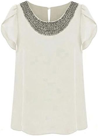 MIOIMR blouse Ladies sweet crew neck short-sleeved chiffon plus size sleeveless T-shirt summer casual tops