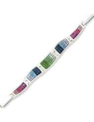 Sterling Silver 7.5 Inch Multicolored CZ Ferido Style Bracelet - 7.5 Inch