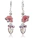Beautiful 3D Pink Trumpet Flower Cascade Fancy Dangle Earring, Czech Fire Polish Glass, Tanzanite & Rose Pink Swarovski Crystals, Sterling Silver Lever Back Ear Hook (3155)