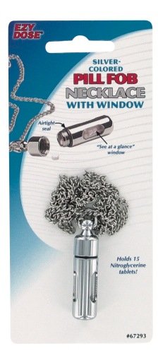 Ezy Dose Pill Fob Necklace with Window - Silver Colored