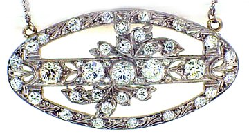 3.0 ct tw Diamond and Platinum Art Deco Pendant/ Necklace