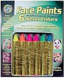 Face Paint Push Up Crayon Stick 6/Pkg-Neon Color