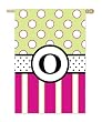Monogram Peppy Pink & Green Polka Dot Double Sided Regular Size Flag - O Monogram Peppy Pink & Green Polka Dot Double Sided Regular Size Flag - O