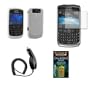 Cell Phone Accessories Bundle for Blackberry 8900 Curve (Includes; Tranparent White Silicone Rubber Soft Case, Rapid Car Charger, Custom Full Screen Protector, Generation X Antenna Booster)