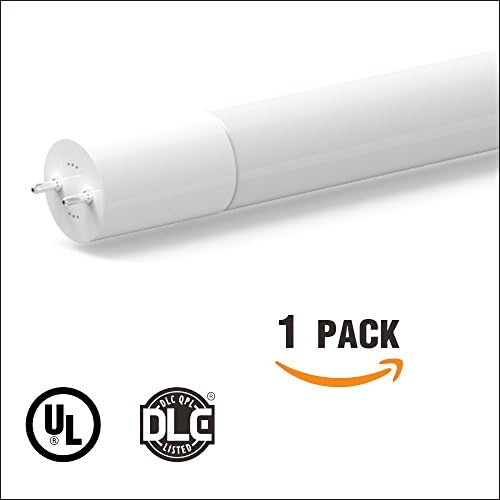1-Pack Lights Talk super T8 LED Light Tube, 18W(36W&40W or Higher Equivalent), 5000K(Daylight), AC/120~277V, 4ft, Single-Ended Power, Frosted, Glass, UL-Listed & DLC-Listed (1, 5000K)