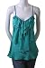 Twenty One Satin Ruffle Empire Waist Tie Back Spaghetti Strap Cami Top Green