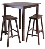 Winsome's Parkland 3-Piece Square High/Pub Table Set in Antique Walnut Finish