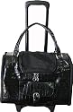 Fashionable Carrier - Faux Crocodile Dog Cat Tote Shoulder Pet Carrier On Wheels *Large* *Black*