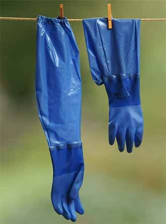 Childrens Toyshop  Outdoor Living : Garden Gloves, Pond Gloves, Waterproof Showa 690 PVC Gauntlets - Water Handler - Medium