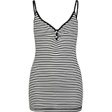 FULL TILT Striped Womens Henley Tank - Black