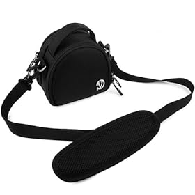 Black VG Mini Laurel Compact Nylon Carrying Pouch with Removable Shoulder Strap for Casio Exilim EX-ZR15 Point & Shoot Digital Camera