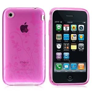 Apple Iphone 3g/3gs Silicone Rubber Hot Pink Butterfly Flower Skin Phone Cover Case