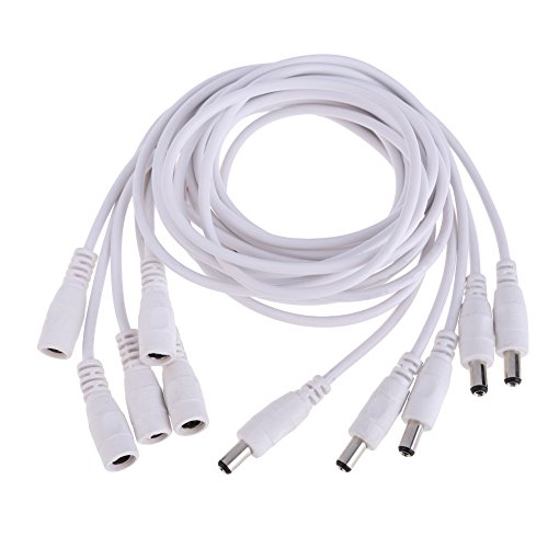 Chinatera 5Pcs DC Power Extension 3FT/1M Cord/Cable 2.1mm X 5.5mm CCTV Extender Male to Female Adapter White