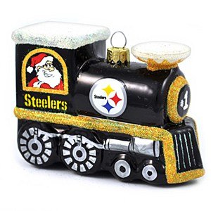 NFL Pittsburgh Steelers Blown Glass Train Ornament NFL Pittsburgh Steelers Blown Glass Train Ornament