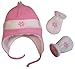 N'Ice Caps Girls Snow Embroidered Sherpa Lined Micro Fleece Hat and Mitten Set