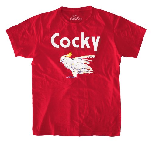 The official Cocky T Shirt , same design as Seeley Booth Cocky Buckle on Bones Red ,L