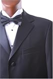 Men's Single Breasted Three Button Black Super 150s Wool Feel Tuxedo