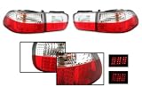 1992-1995 (1993 1994) / 92-95 (93 94) Honda Civic Tail Light Assembly Pair (A Set of 4 Pcs) - Fit Coupe & Sedan - Red & Clear LED - DOT Certified