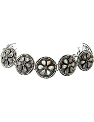 Labradorite Bracelet with Garnet - Sterling Silver