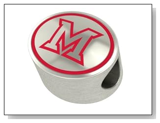 Miami of Ohio Collegiate Bead Charm Fits Most Pandora Style Bracelets Including Chamilia Personality Troll and More. High Quality Bead in Stock for Fast Shipping