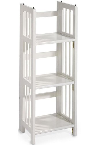 Mission Style 38 x 14 Inch White Folding / Stacking Bookcase, 14"W, WHITE
