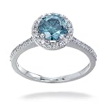 1.30 CT Blue Diamond Engagement Ring 14K White Gold In Size 7 41l%2B64mrxKL. SL160 1.30 CT Blue Diamond Engagement Ring 14K White Gold In Size 7