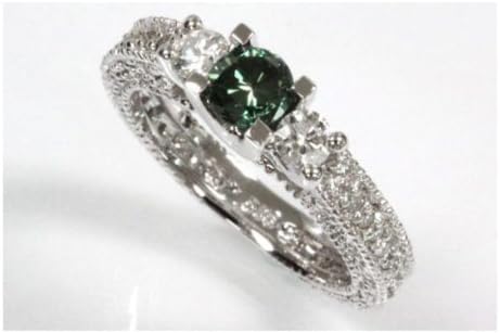 1 cttw 14k White Gold Blue Diamond Round Brilliant Diamond Vintage Engagement Ring (Sizes 4-11)