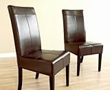 Set of 2 Parson Dining Chairs in Dark Brown Bycast Leather