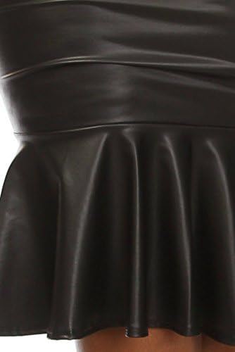 Plus Size Faux Leather Cascade Flared Bodycon Skirt (3X, Black)