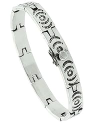 8 1/2 inch Gents Sterling Silver Handmade Link Bracelet, 5/16 inch wide